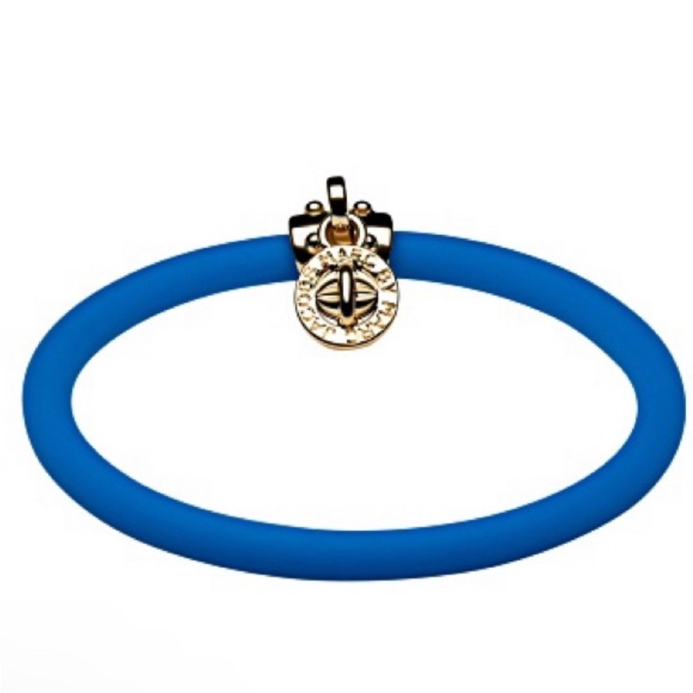 Marc by Marc Jacobs Blue and Gold Silicone Bracelet with Intricate Charm